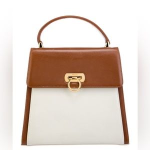 Salvatore Ferragamo Bicolor Kelly Handle Bag 
Vintage,Adjustable Shoulder Strap